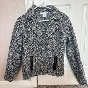 Carole Wren Thick Collared Open Blazer Jacket Coat Size S Faux Pockets